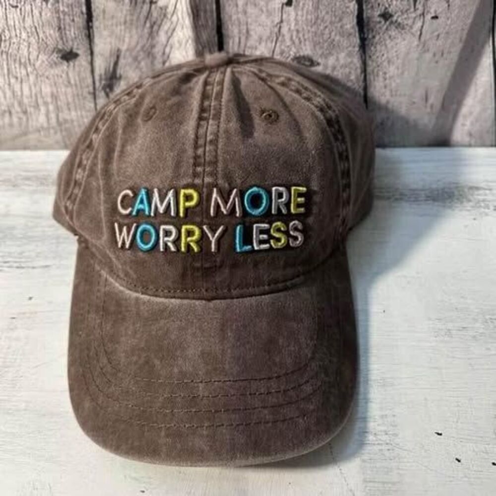 Time and tru camp more worry less brown baseball hat New With Tags